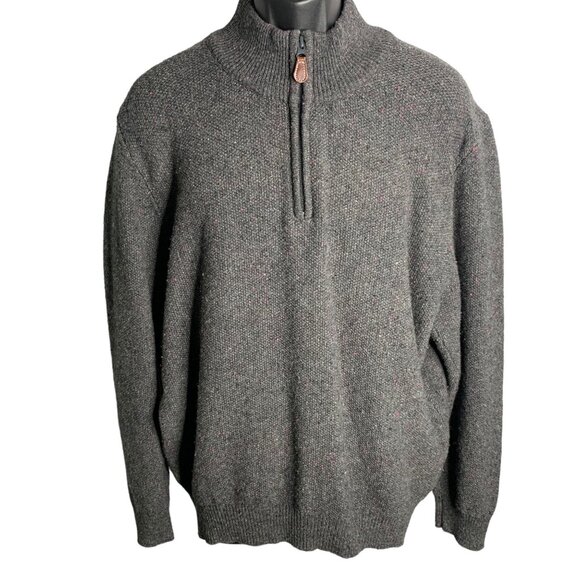 Jos A Bank Other - Jos A Bank Lambswool Pullover Sweater L Grey Quarter Zip Mock Neck Pullover